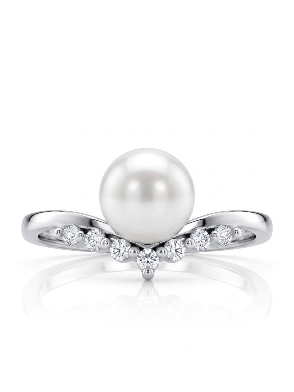 Dainty Pearl Wishbone Ring, 925 Sterling Silver Charmed Aroma
